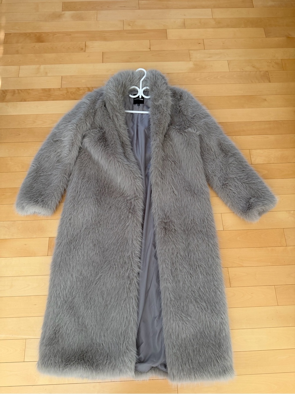 Fashion Nova Long Faux Fur Coat - Gray